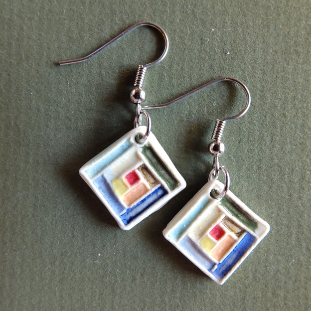 Picture of Earrings with quilt block designs